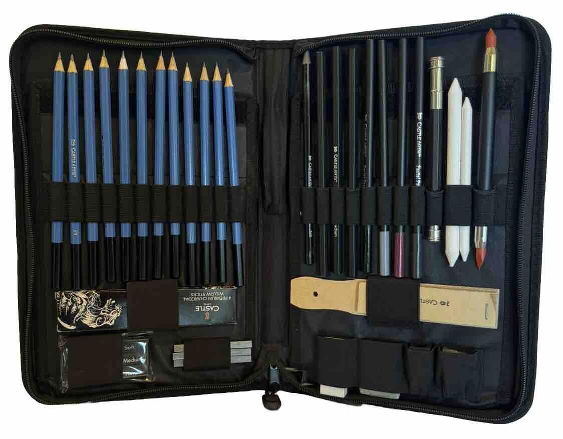 Castle Art Supplies Graphite Drawing Pencils and Sketch Set (40-Piece Kit) NIB!