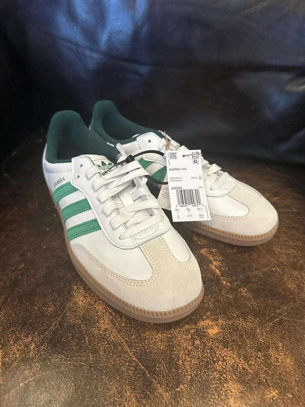 Adidas Samba OG shoe "Cloud White/Collegiate Green” 9 M NEW!