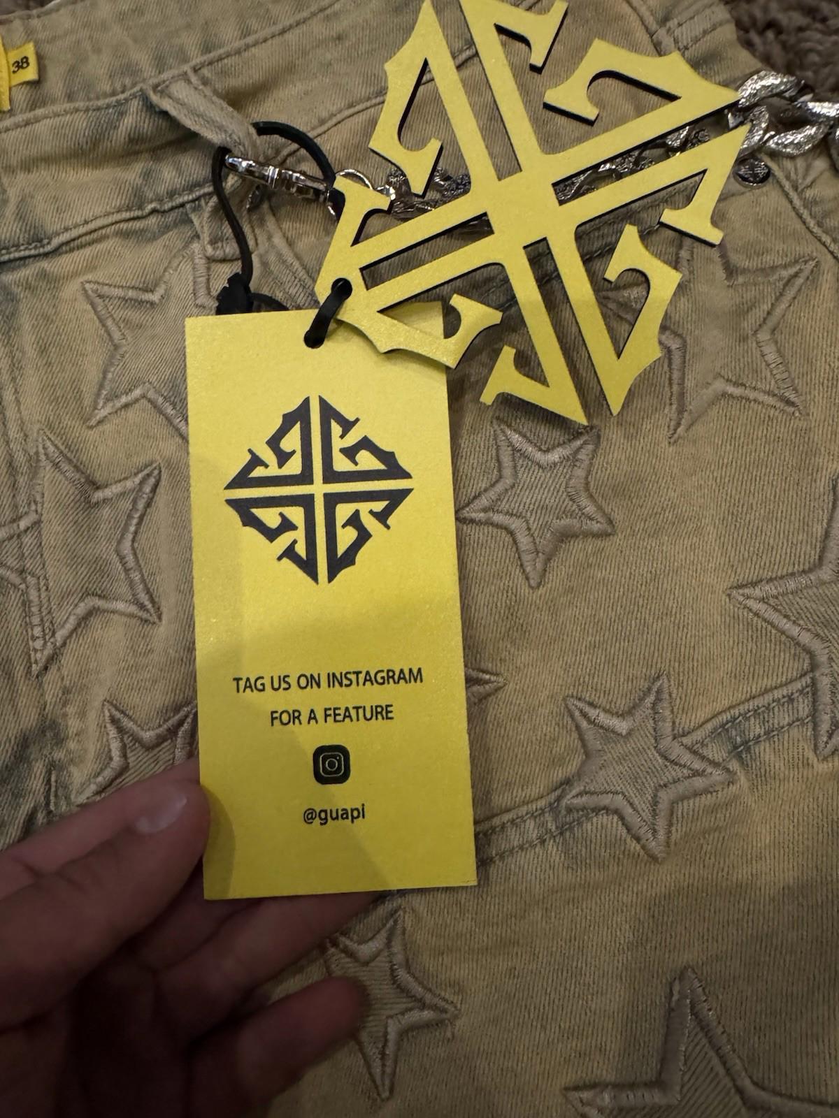 NEW! GUAPI 489OBSDS GUAPI STAR SHORTS NWT Size 38 Muted Yellow Sold out online