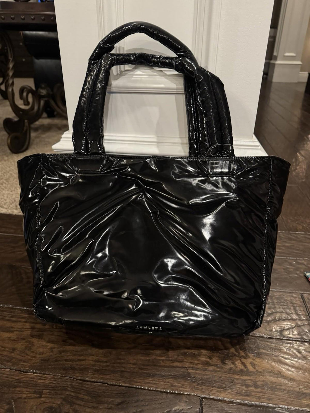 NEW! Athleta All About Shine Black Puff Tote Bag NWT