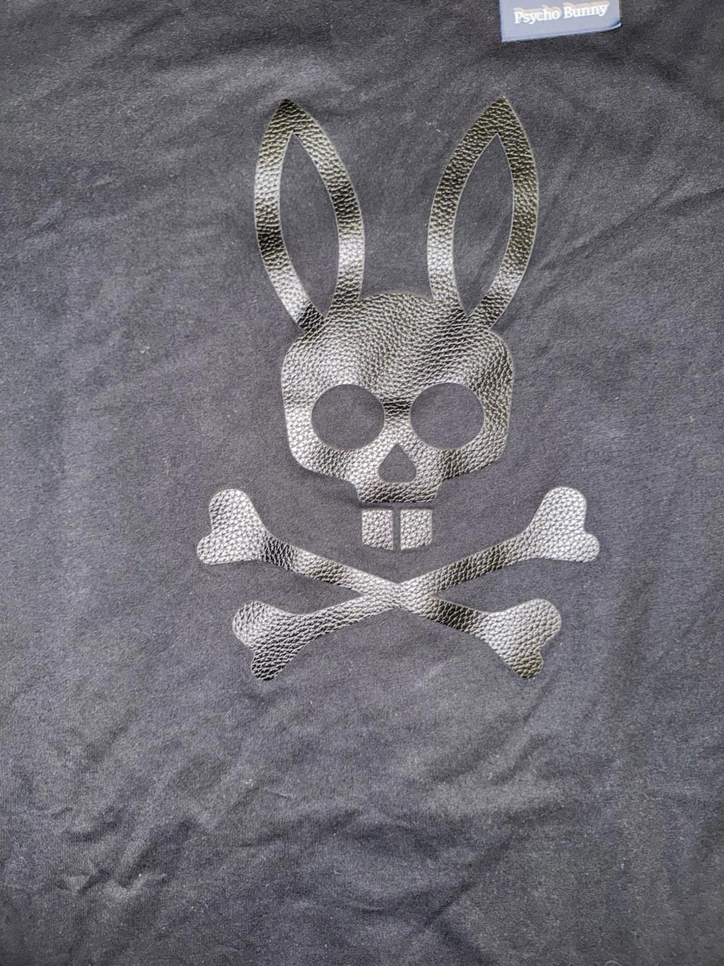 NEW Psycho Bunny Payson Leather Print Graphic Tee Black (B6U213E200 001) Sz 7