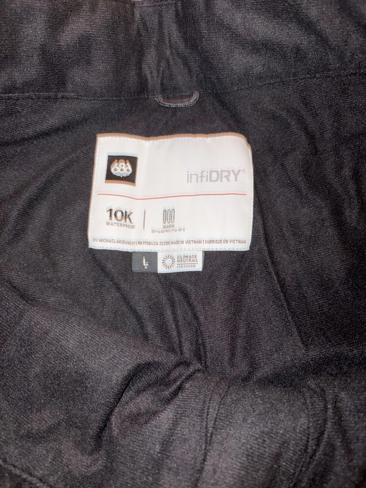 686 MEN'S INFIDRY STANDARD SHELL SKI / SNOWBOARD PANT SIZE LARGE BLACK KCR213