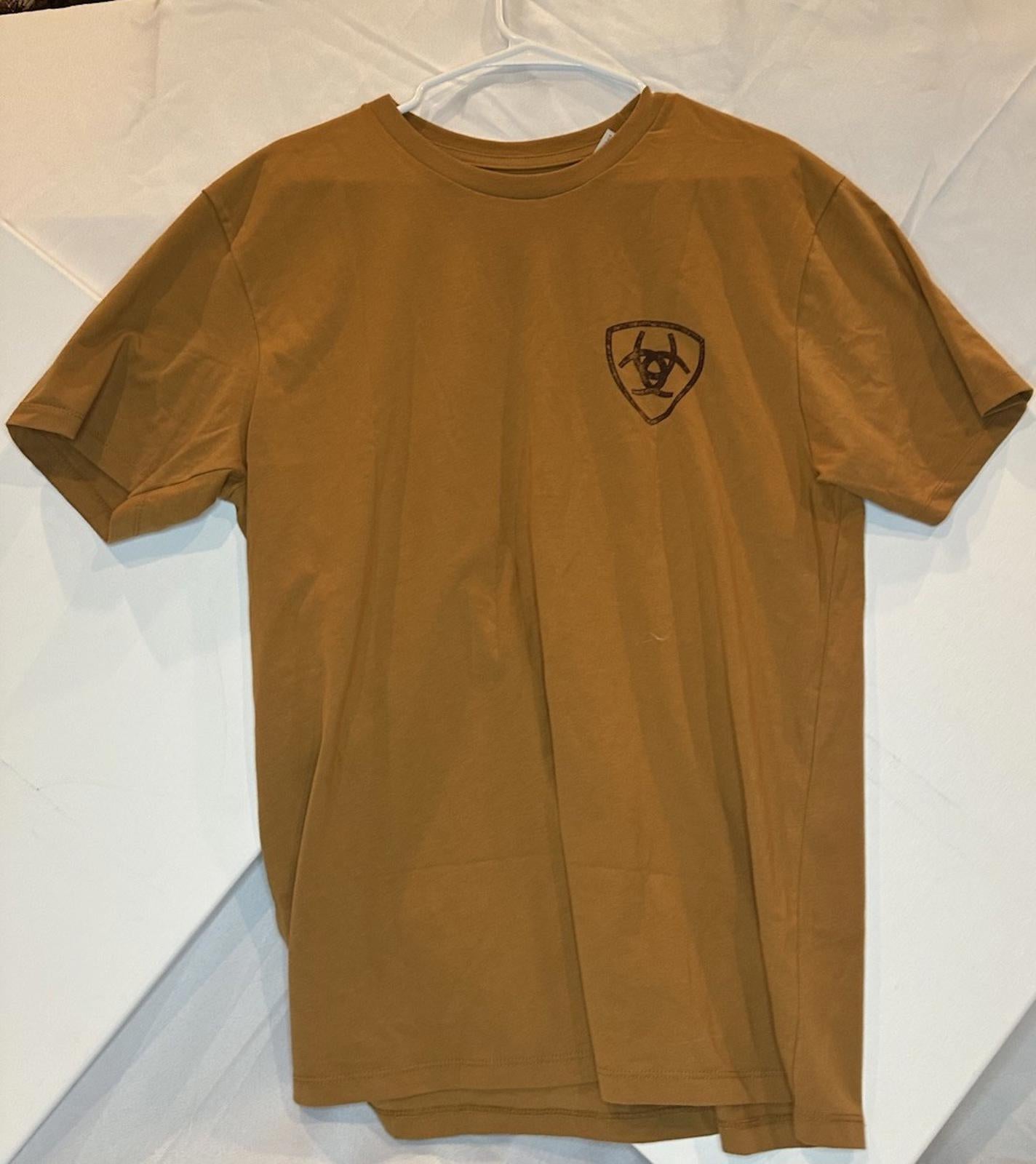 NWT Ariat Boot S/S Men's Big Bull Rider Short Sleeve T-Shirt Bone brown Lg