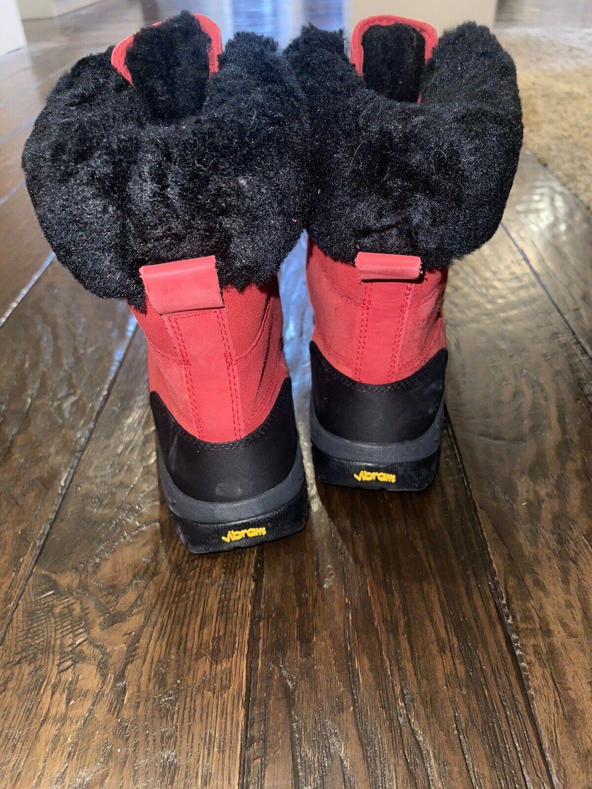 UGG Men's Butte Snow Boots Waterproof Red Leather Black SZ 9