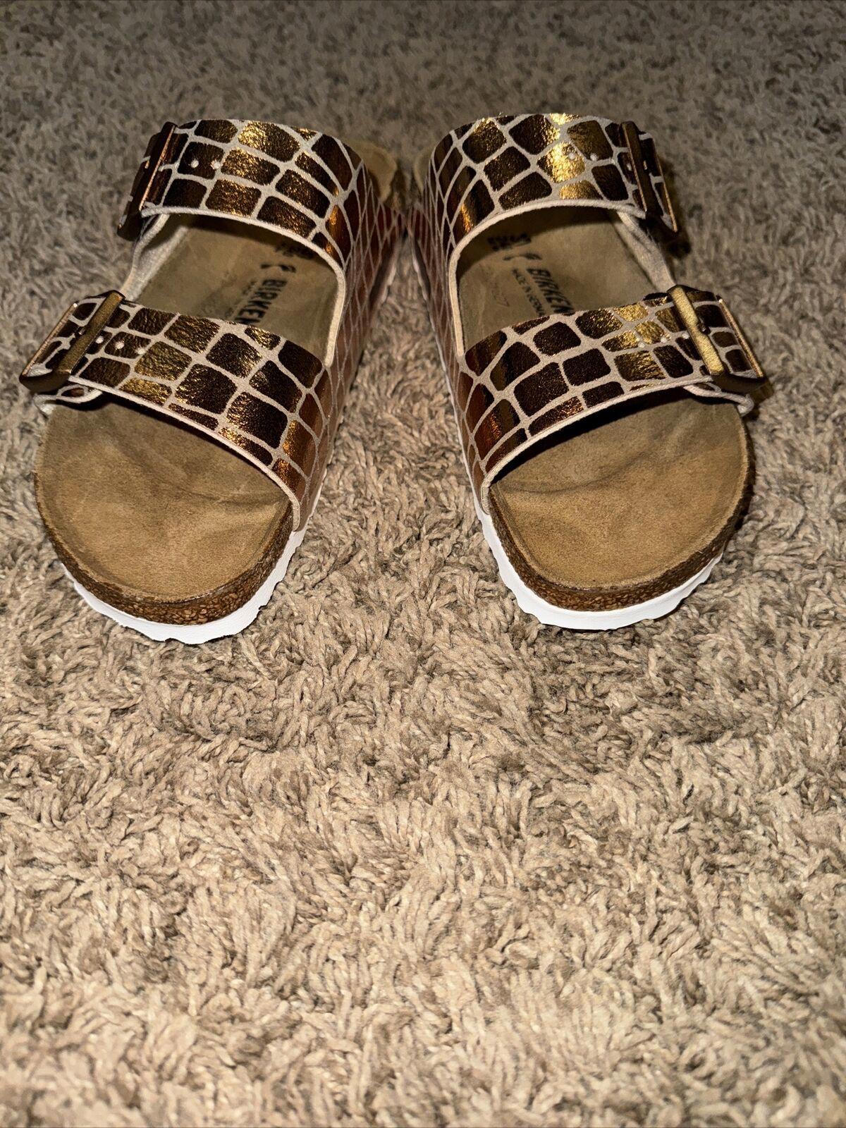 Birkenstock Sandals Size 37 US Copper Leather Casual Arizona