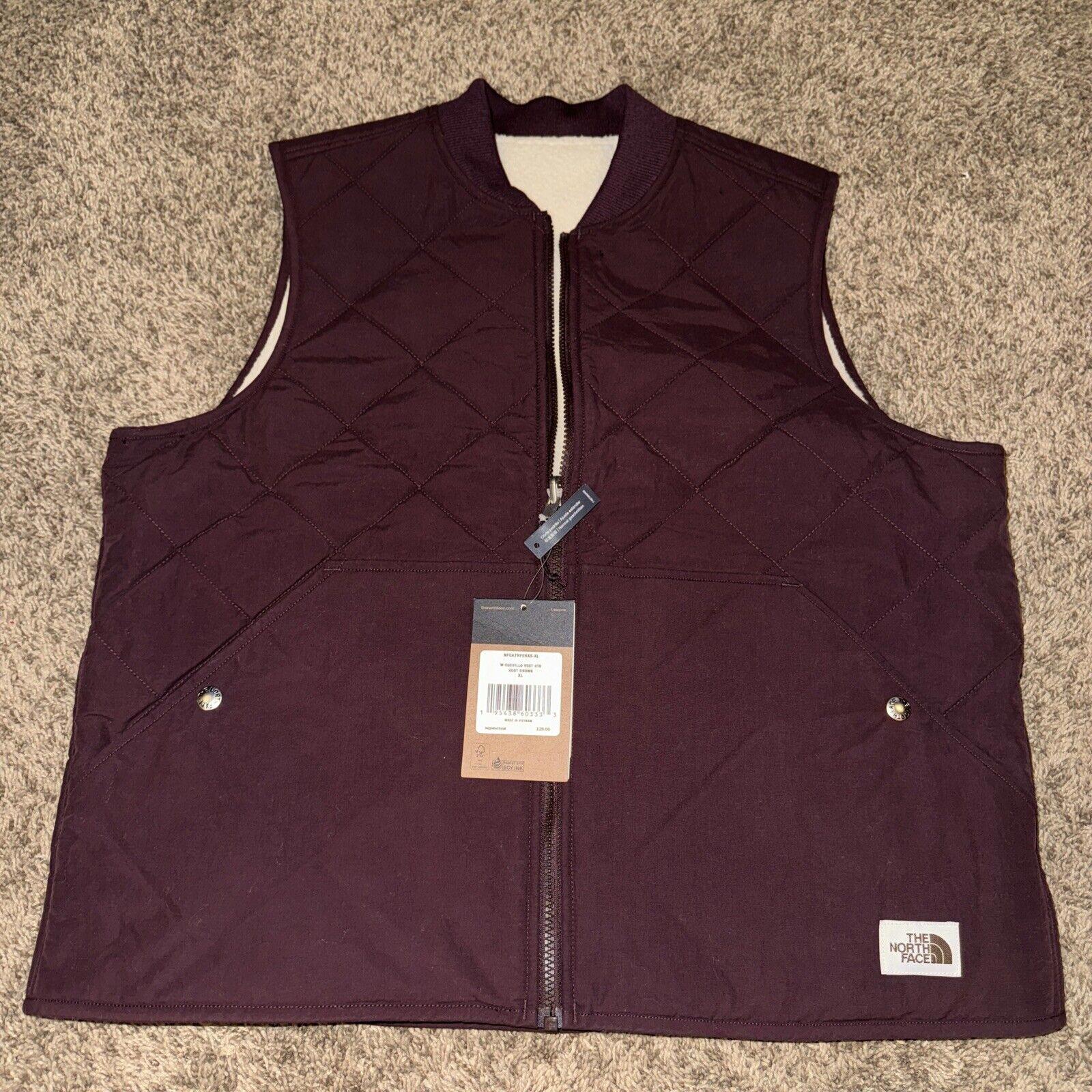 THE NORTH FACE CUCHILLO REVERSIBLE SHERPA LINED VEST Women's Size XL Root Brown