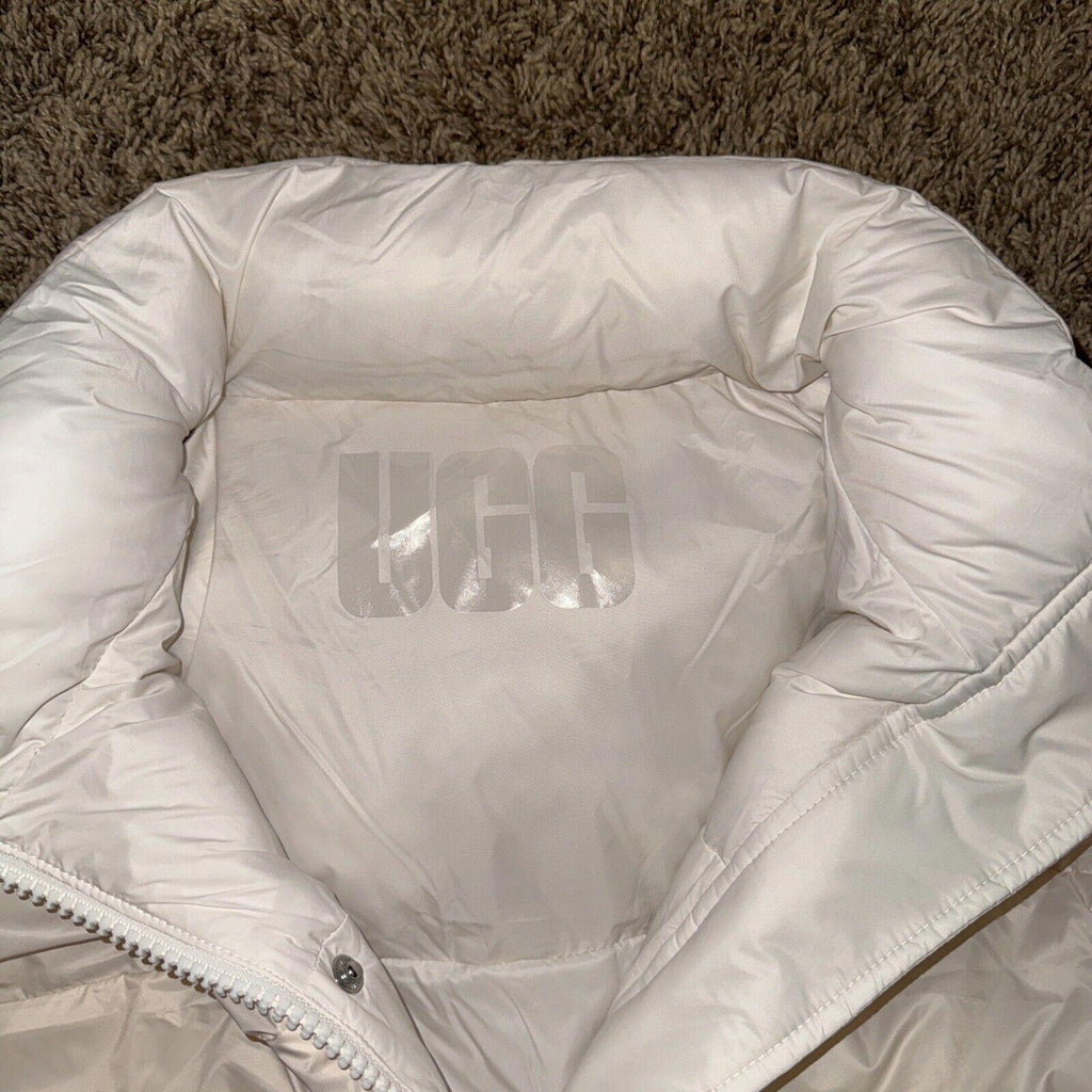 UGG Womens Sydnee Reversible Puffer Vest White/Cream Size-L