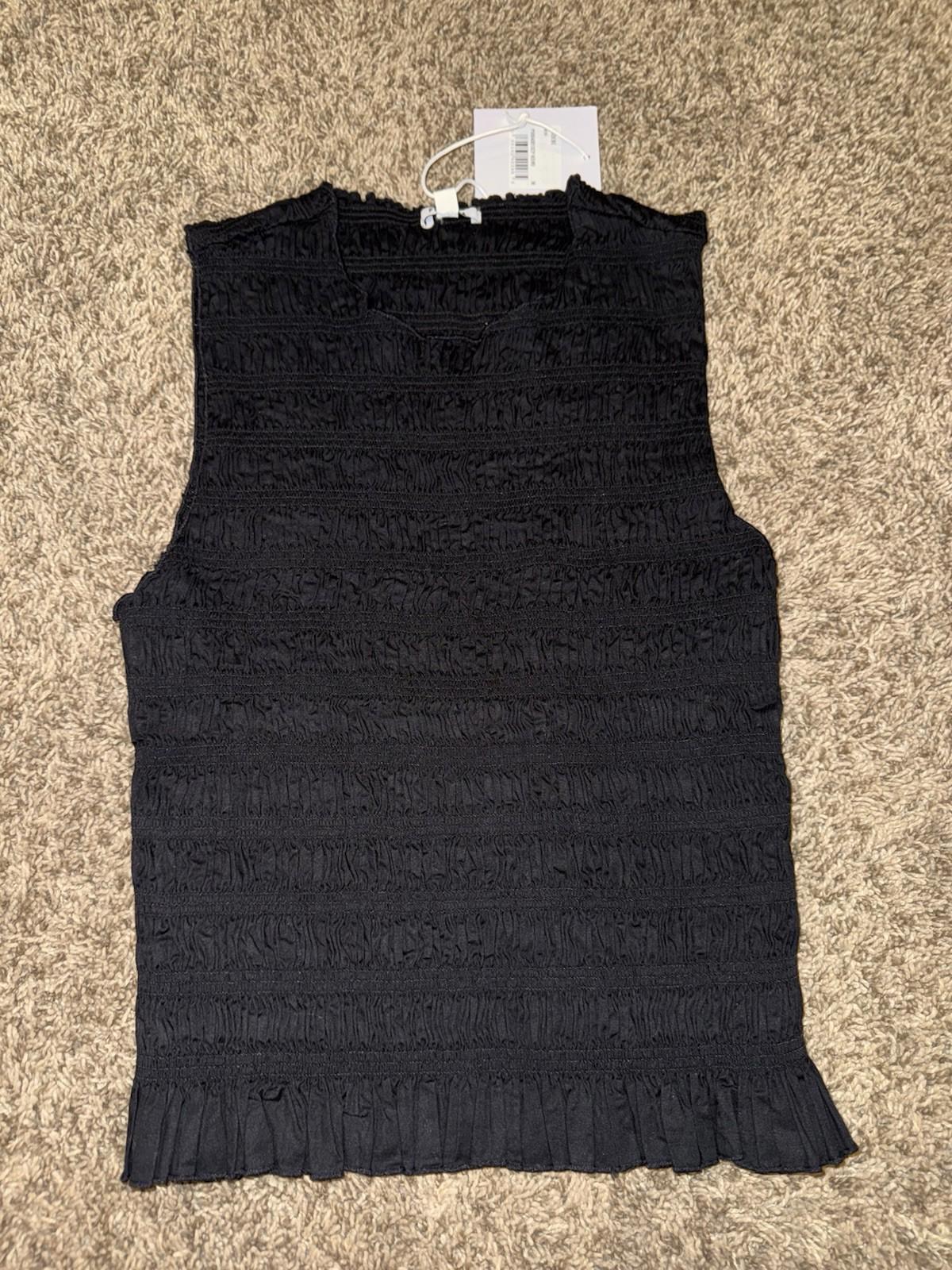 Pistola Phoebe Smocked Tank Top Noir Black Medium MSRP $108 NEW!