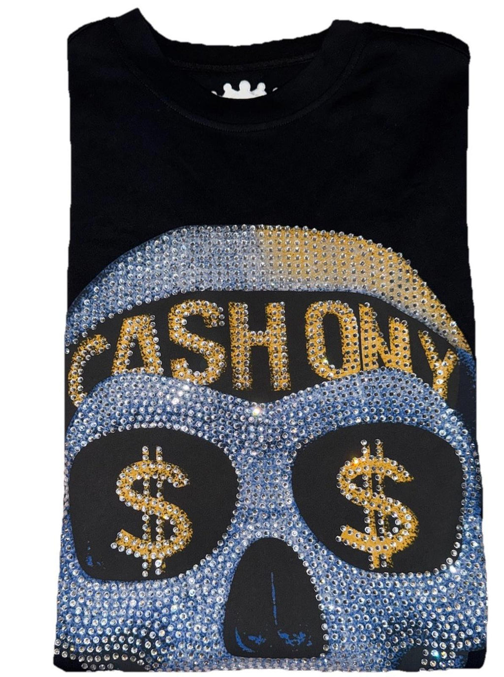 NEW Heads or Tales Rhinestone Half Skull Unisex Short Sleeve Tee Size M NWT