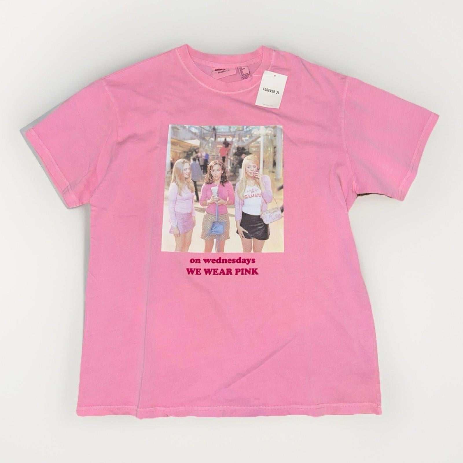 NEW! Mean Girls Shirt Adult SM On Wednesdays We Wear Pink W/ Burn Book NWT