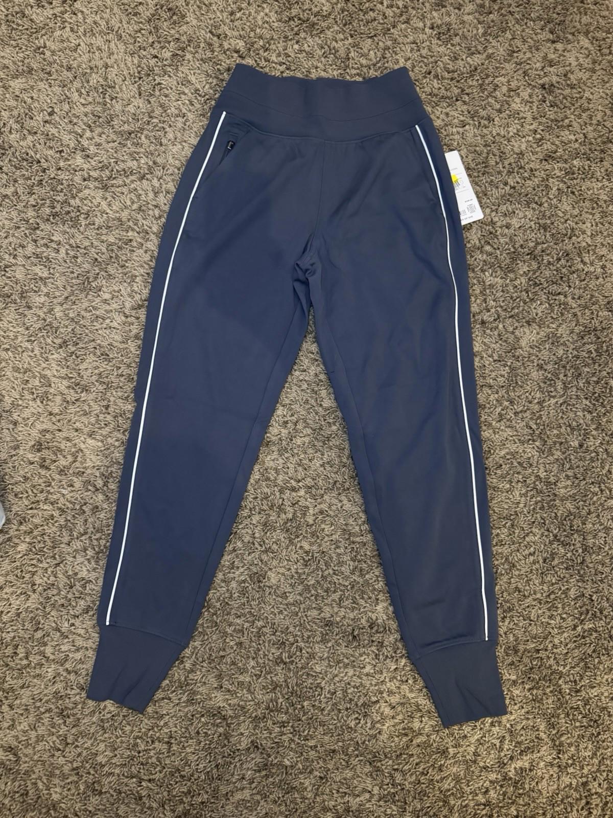 Athleta size XXS Venice Jogger Side Piping Granite Blue/White Stripe #854423 NEW