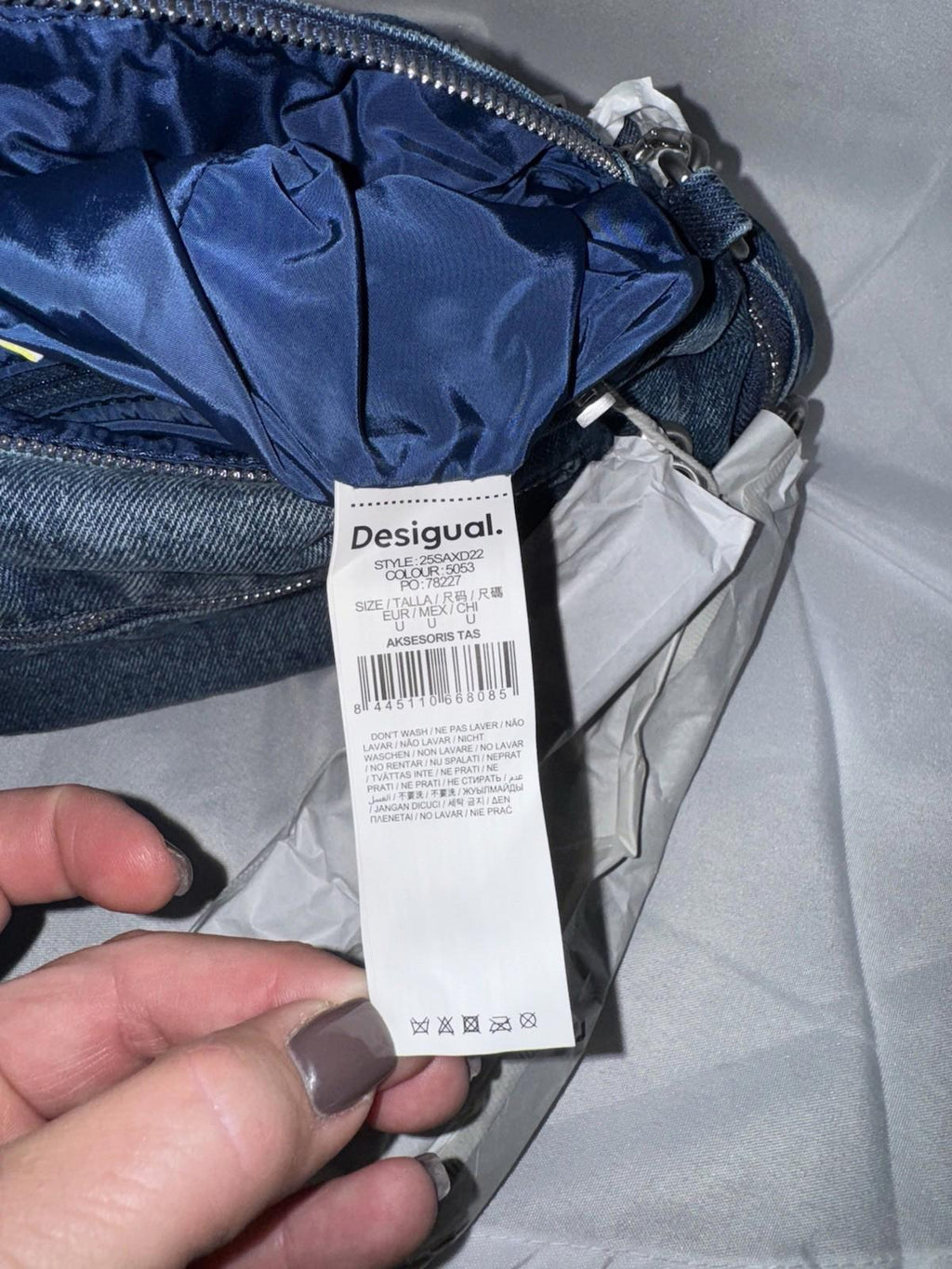 NEW! Desigual Denim zip-fastening tote bag