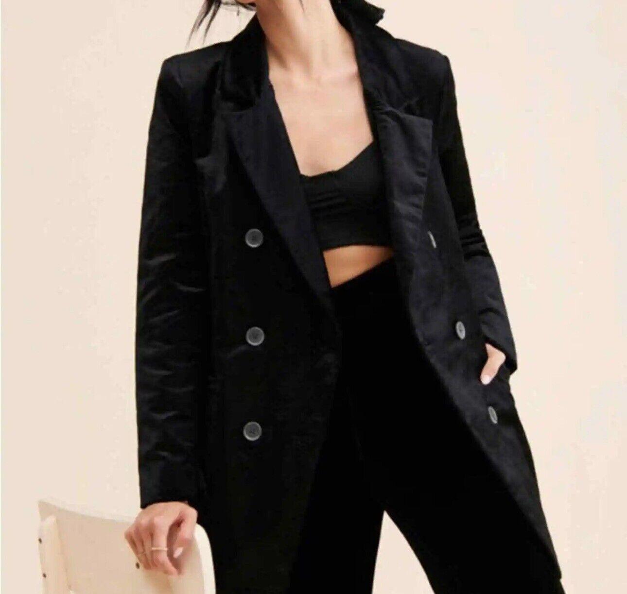 Free People Lux Velvet Cosmo Blazer Black Size S NWT