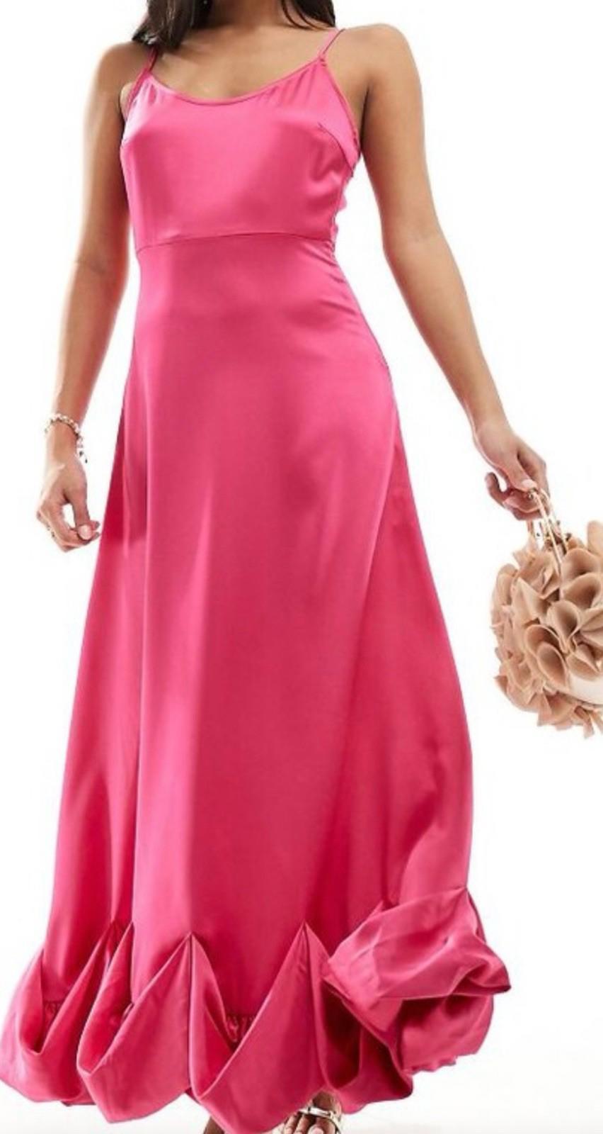 VILA viellie strap midi dress cabaret style no 14099191 Hot Pink. Size 36 NEW