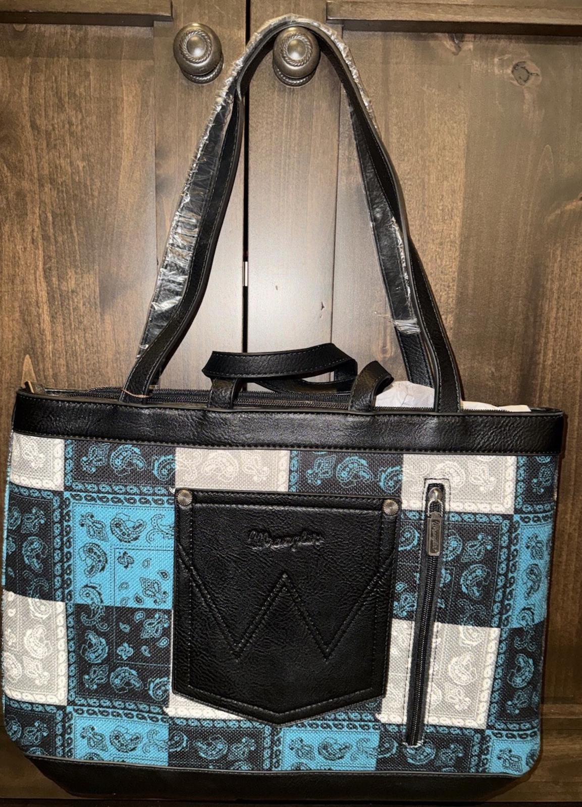 Wrangler Paisley Pattern Dual Sided Print Large-hobo Tote- Turquoise