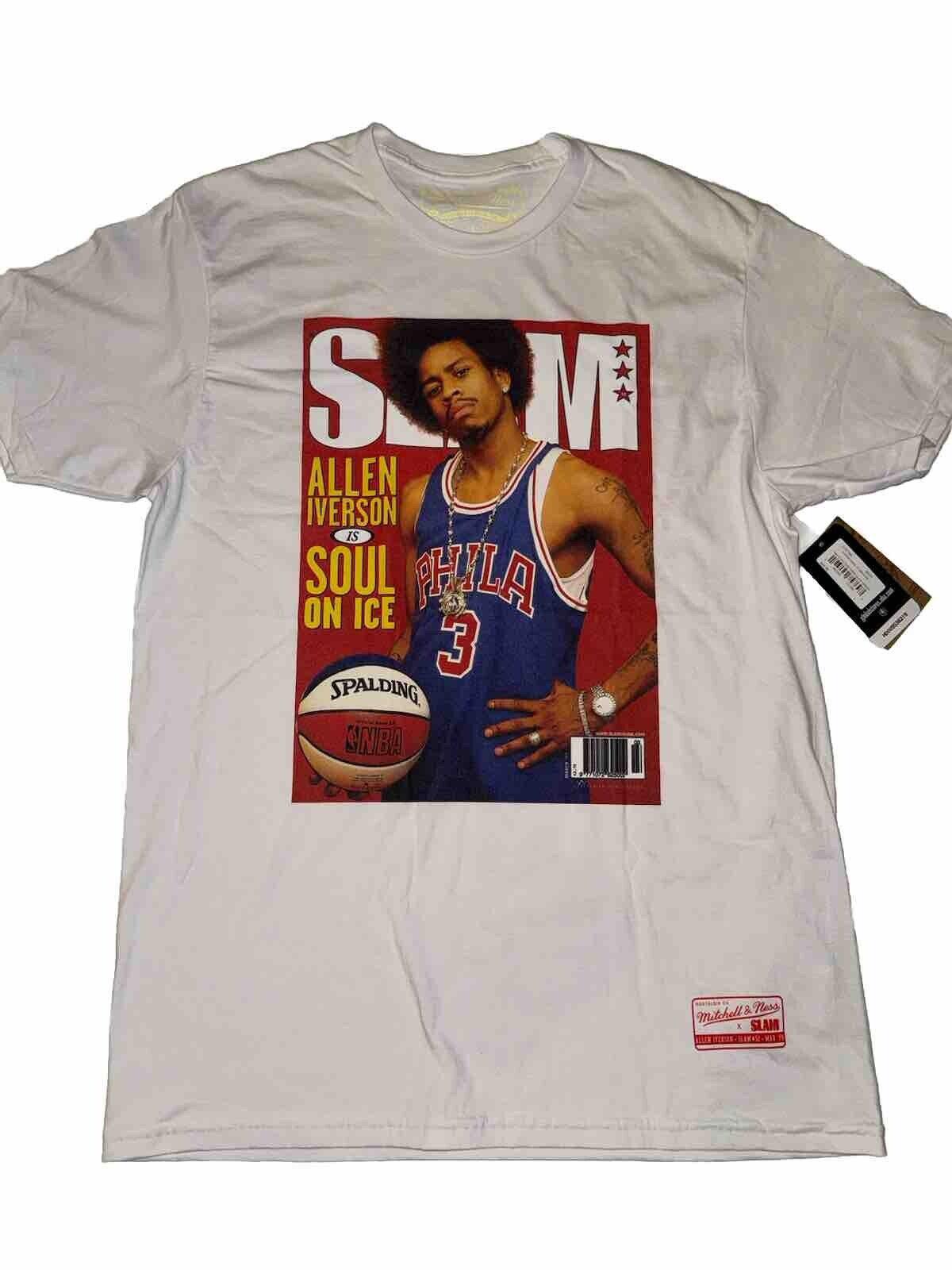MITCHELL & NESS Allen Iverson 1999 Slam Magazine Cover White Large Tee 76ers NEW