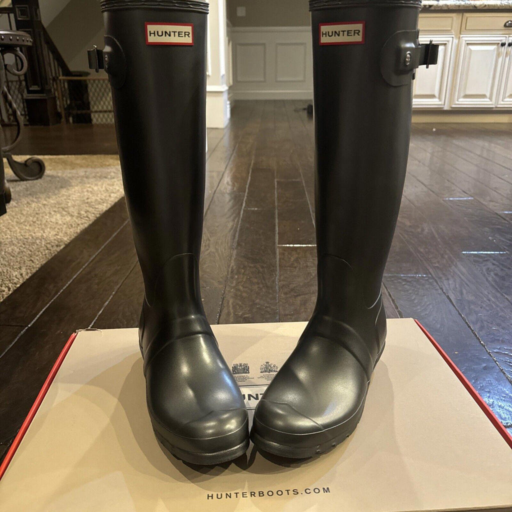HUNTER Original Tall Waterproof Nebula Rain Boot in Black Size 9 NIB