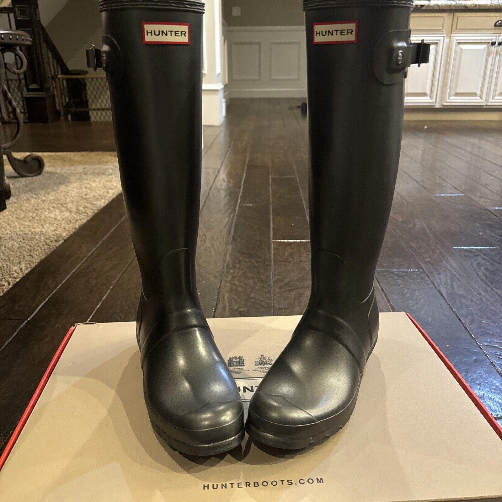 HUNTER Original Tall Waterproof Nebula Rain Boot in Black Size 9 NIB