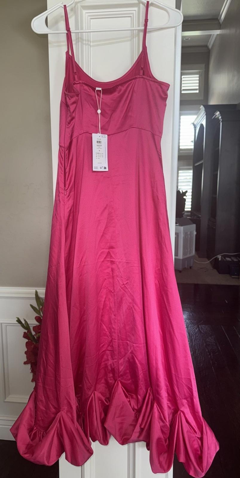 VILA viellie strap midi dress cabaret style no 14099191 Hot Pink. Size 36 NEW