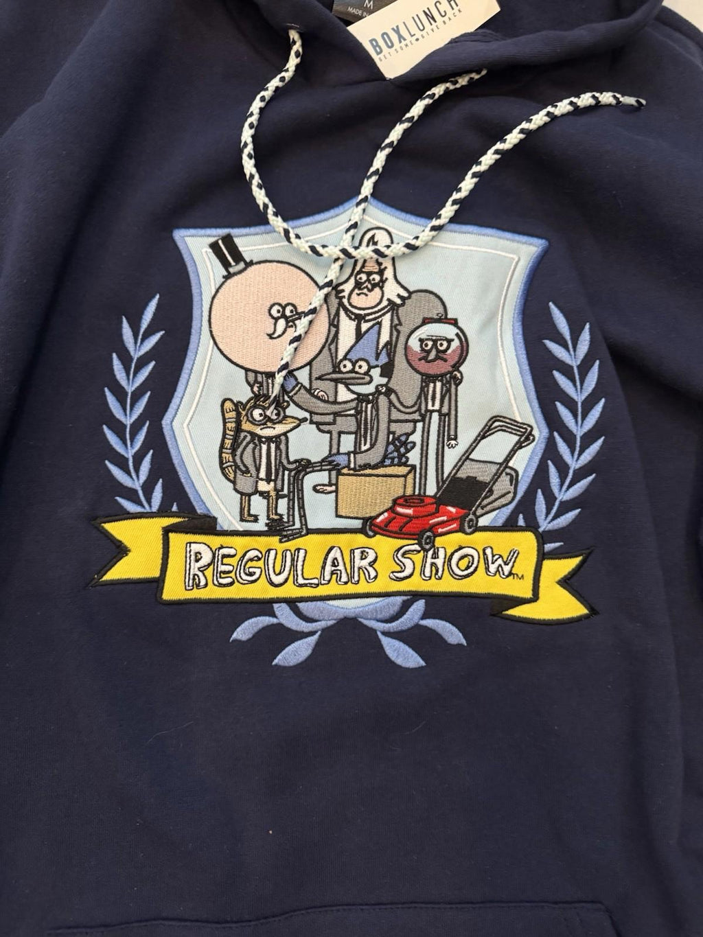 NEW! Regular Show Crest Embroidered Hoodie- BoxLunch Exclusive Med NWT