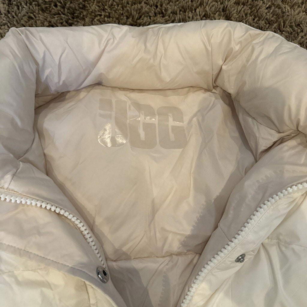 UGG Womens Sydnee Reversible Puffer Vest White/Cream Size-L