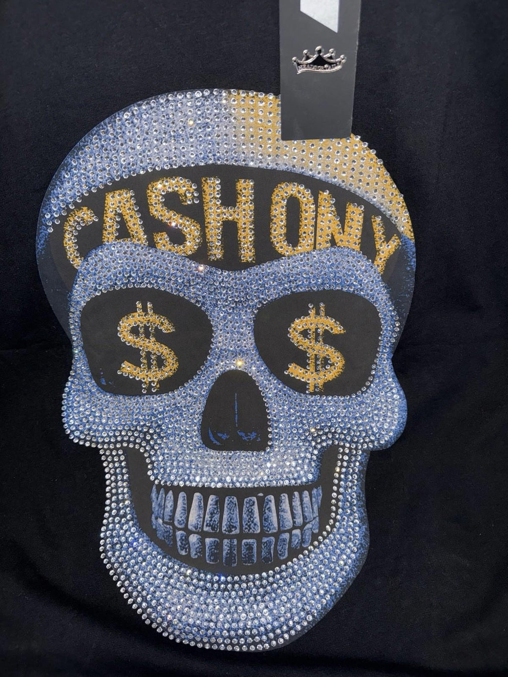 NEW Heads or Tales Rhinestone Half Skull Unisex Short Sleeve Tee Size M NWT