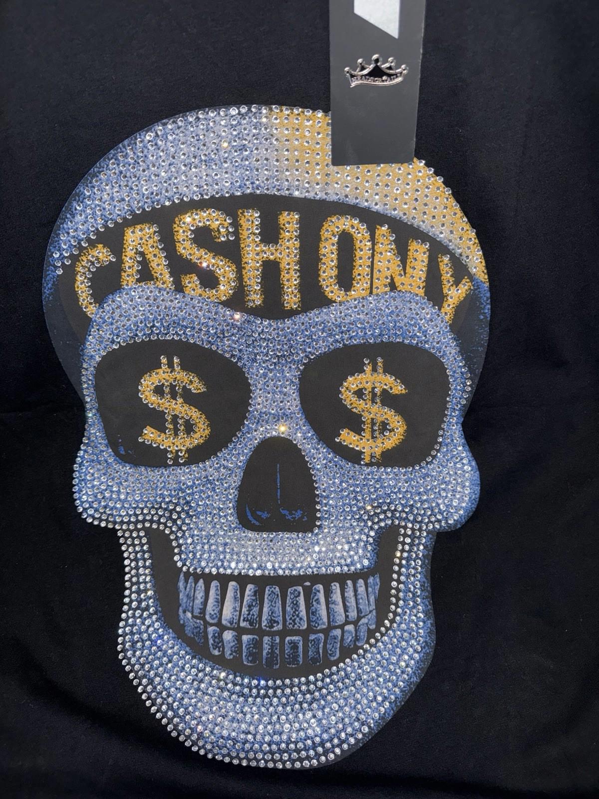 NEW Heads or Tales Rhinestone Half Skull Unisex Short Sleeve Tee Size M NWT