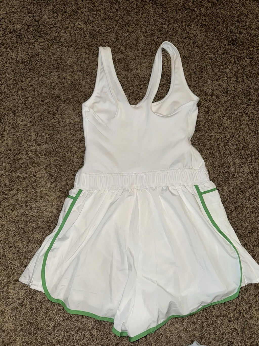 Free People Movement XS White Green Easy Tiger Shortsie Romper Tennis Golf NEW