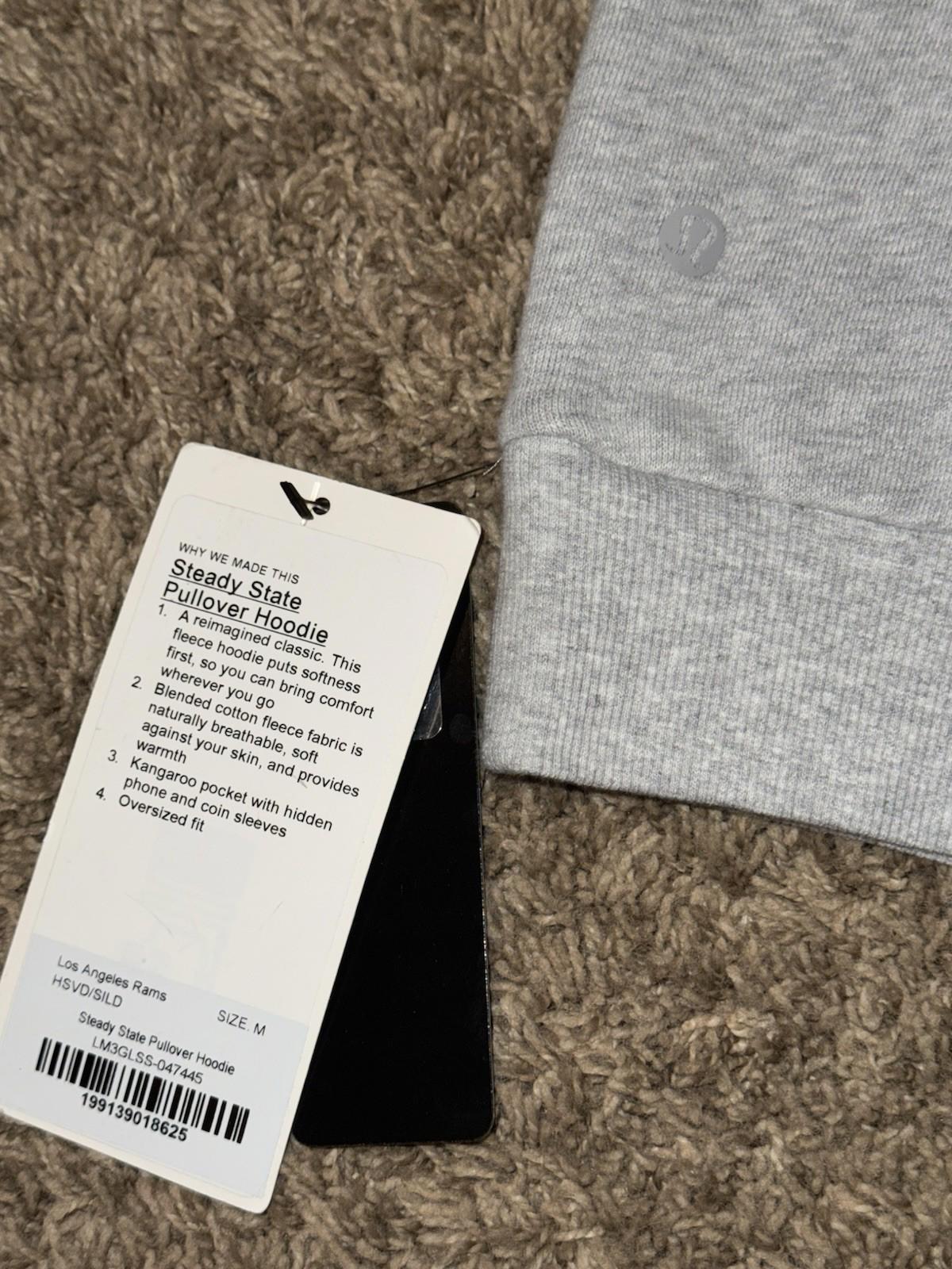 NWT RARE Lululemon Gray LA Rams Steady State Pullover Hoodie Mens MED