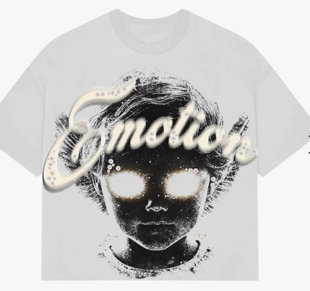 NEW Mixed Emotion White PEARL Cropped Tee Mens Streetwear High-Quality XXL