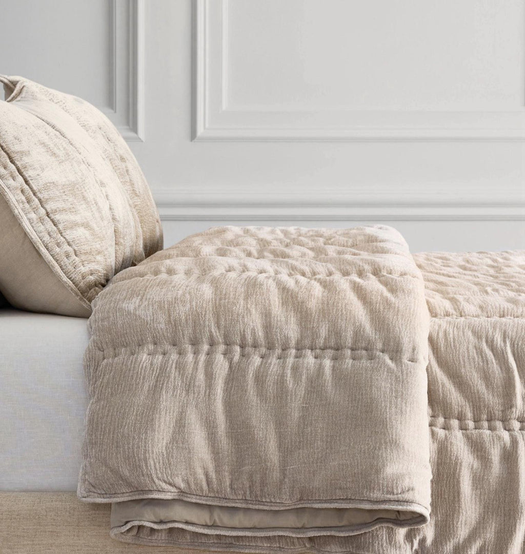 West Elm Chenille Linear Comforter. Taupe. King NEW