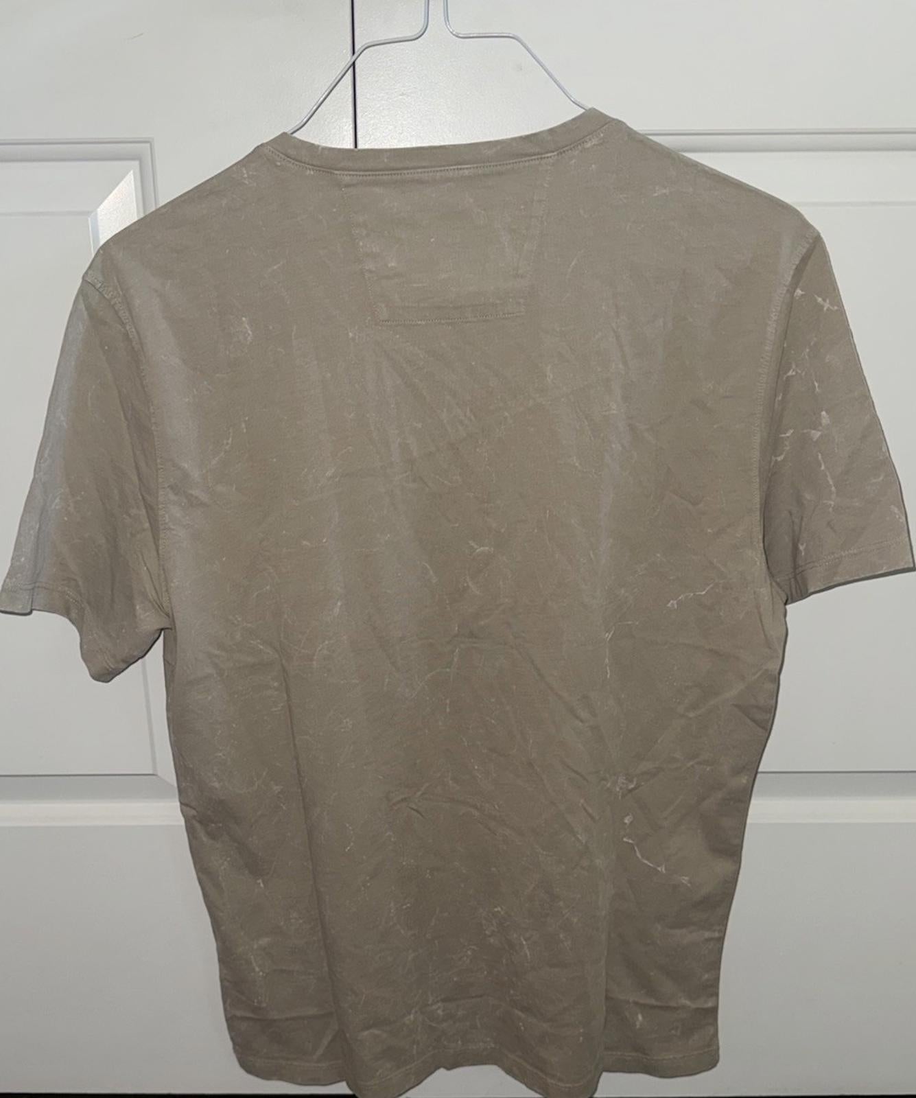 John Varvatos Men's Tan Enzo Marble Wash Crew-Neck Short Sleeve T-Shirt Medium