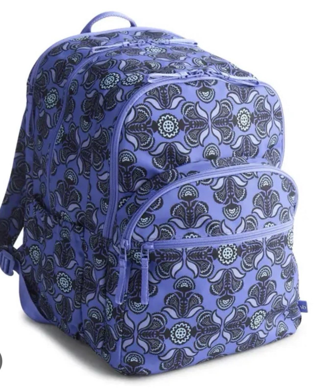 Vera Bradley XL Backpack Baja Blue Tile NWT Carry On Laptop Travel Work School