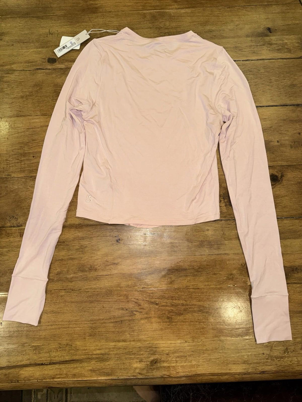 NEW Buffbunny Women's HALO LONG SLEEVE BABY TEE In Pink LOVE STORY NWT SMALL