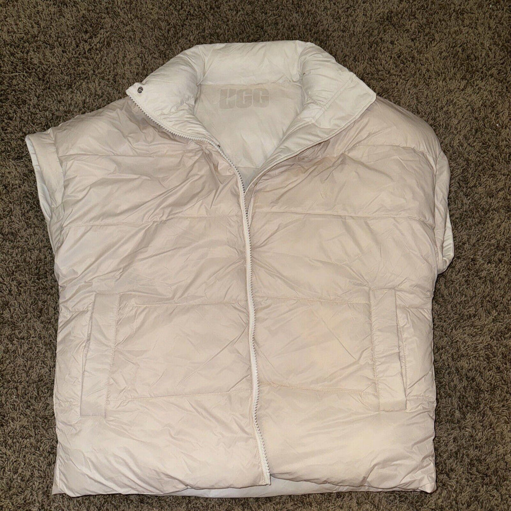 UGG Womens Sydnee Reversible Puffer Vest White/Cream Size-L