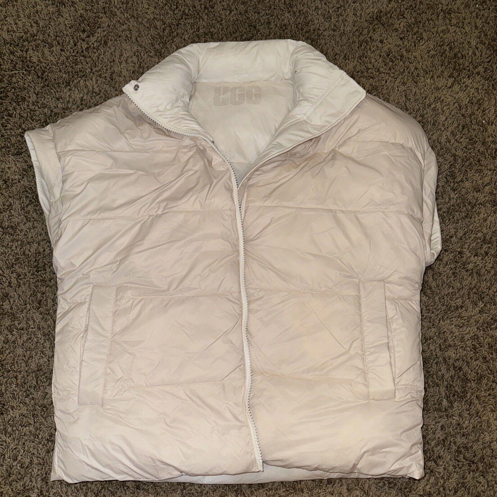 UGG Womens Sydnee Reversible Puffer Vest White/Cream Size-L