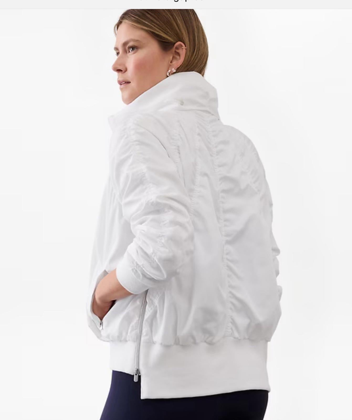 NEW! ATHLETA Jetset Bomber Jacket Women's Size M White MSRP $159