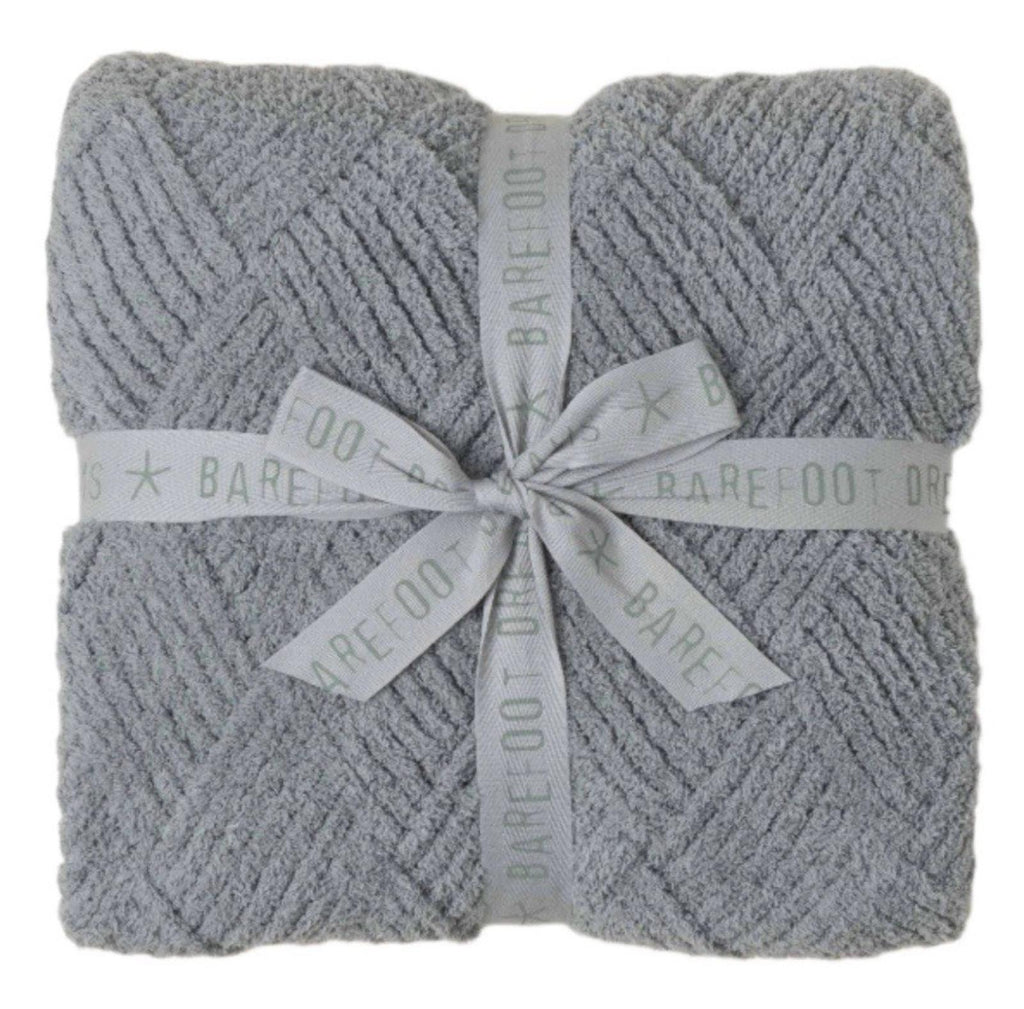 NWT $160 Barefoot Dreams CozyChic Diamond Weave Throw Blanket Gray 45"X60"
