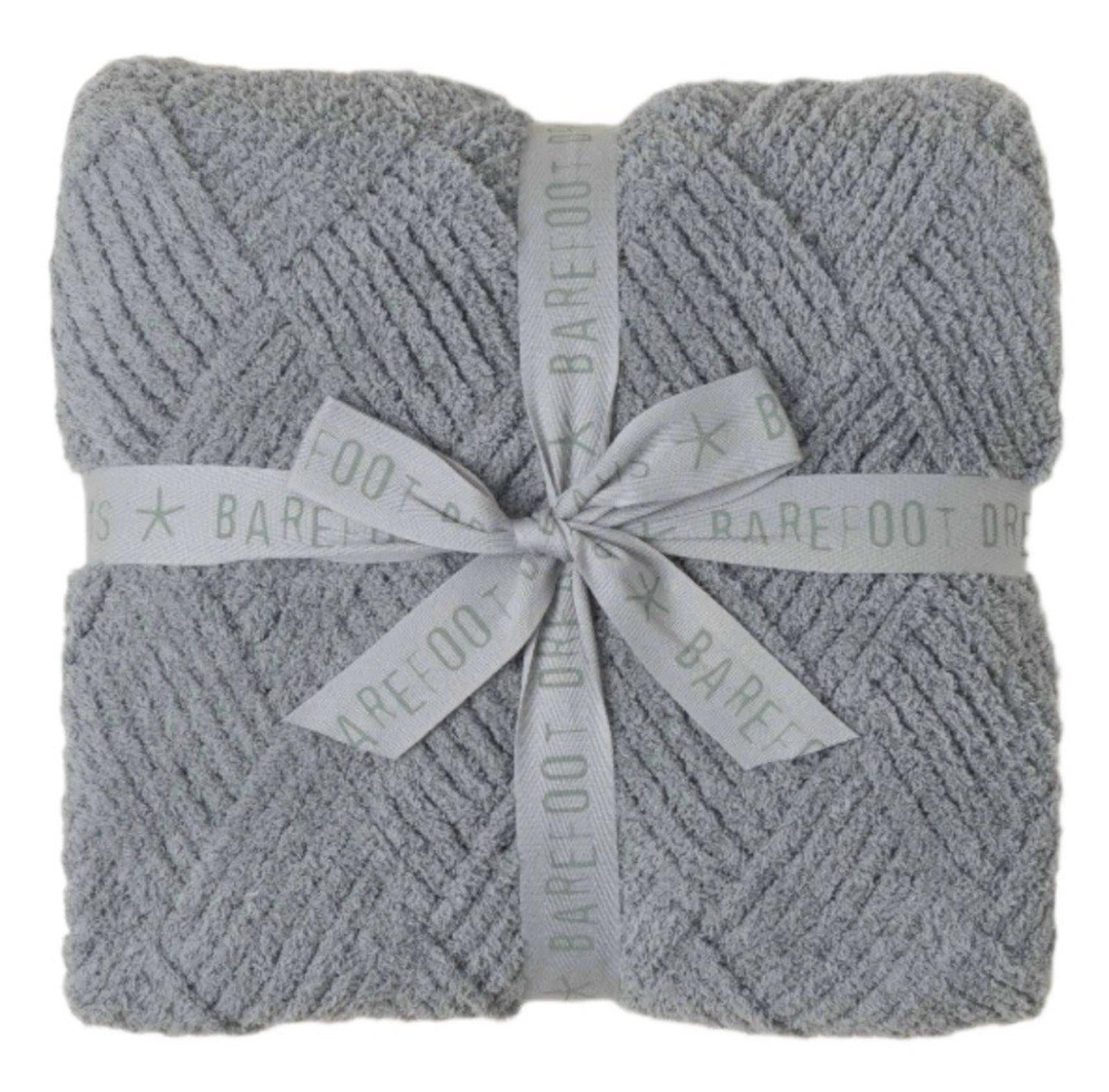 NWT $160 Barefoot Dreams CozyChic Diamond Weave Throw Blanket Gray 45"X60"