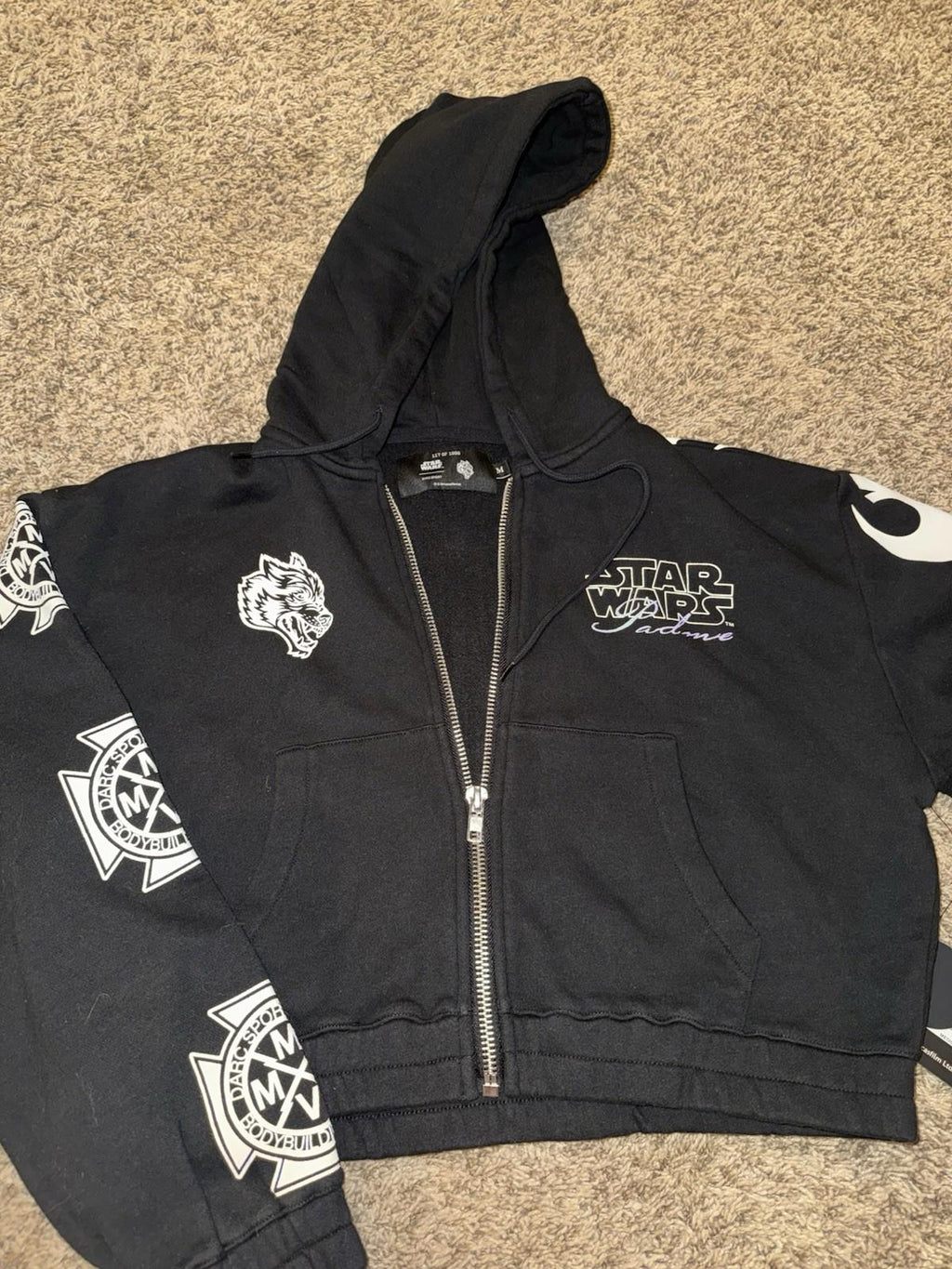 NEW Darc Sport Power of the Dark Side Padme Chambers Cropped Zip Up hoodie MED