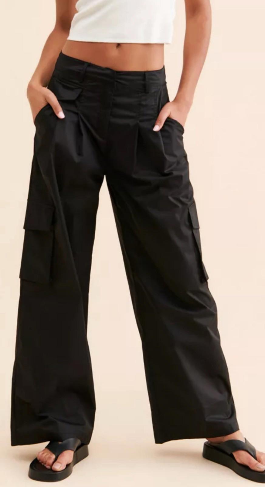 Moon River Wide Leg Pleated Cargo Trousers From Urban Outfitters.  Medium
