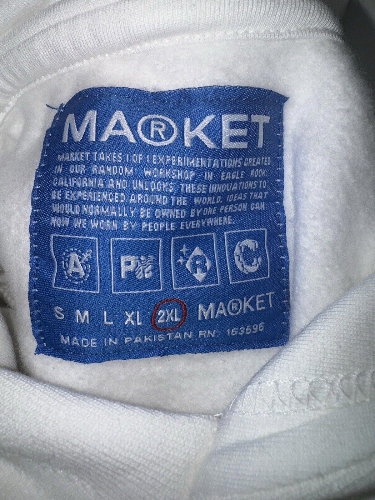MARKET Brand White Ultralight BEAR Hoodie New Fall LARGE