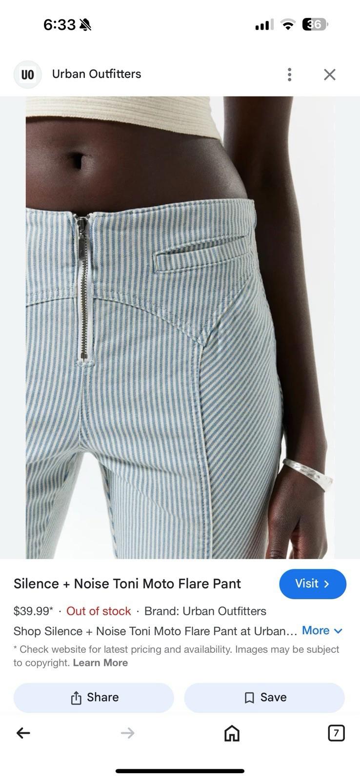 Urban Outfitters Silence + Noise Toni Moto Flare Pants Railroad Stripe NWT 6