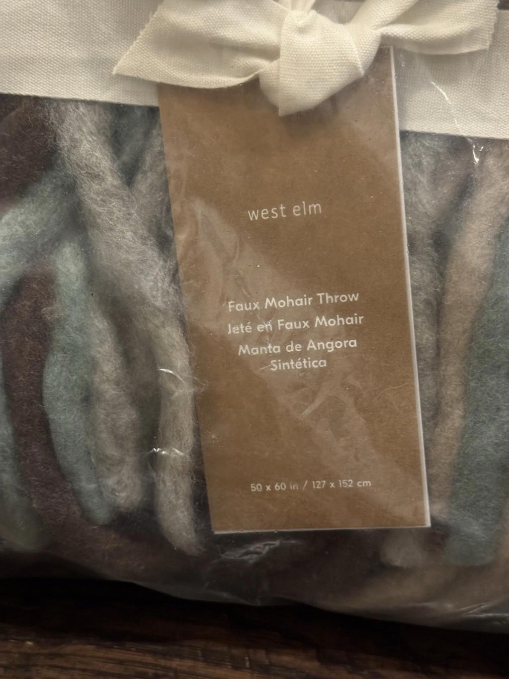 NEW West Elm Faux Mohair Framed Ombre Throw Blanket, 50 x 60 in Bordeaux