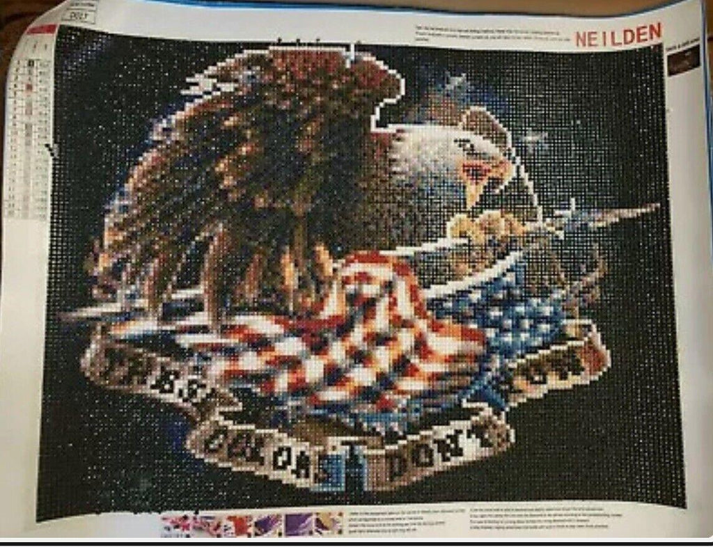 Diamond Drawing American Eagle USA Flag These Colors Don't Run NEW!