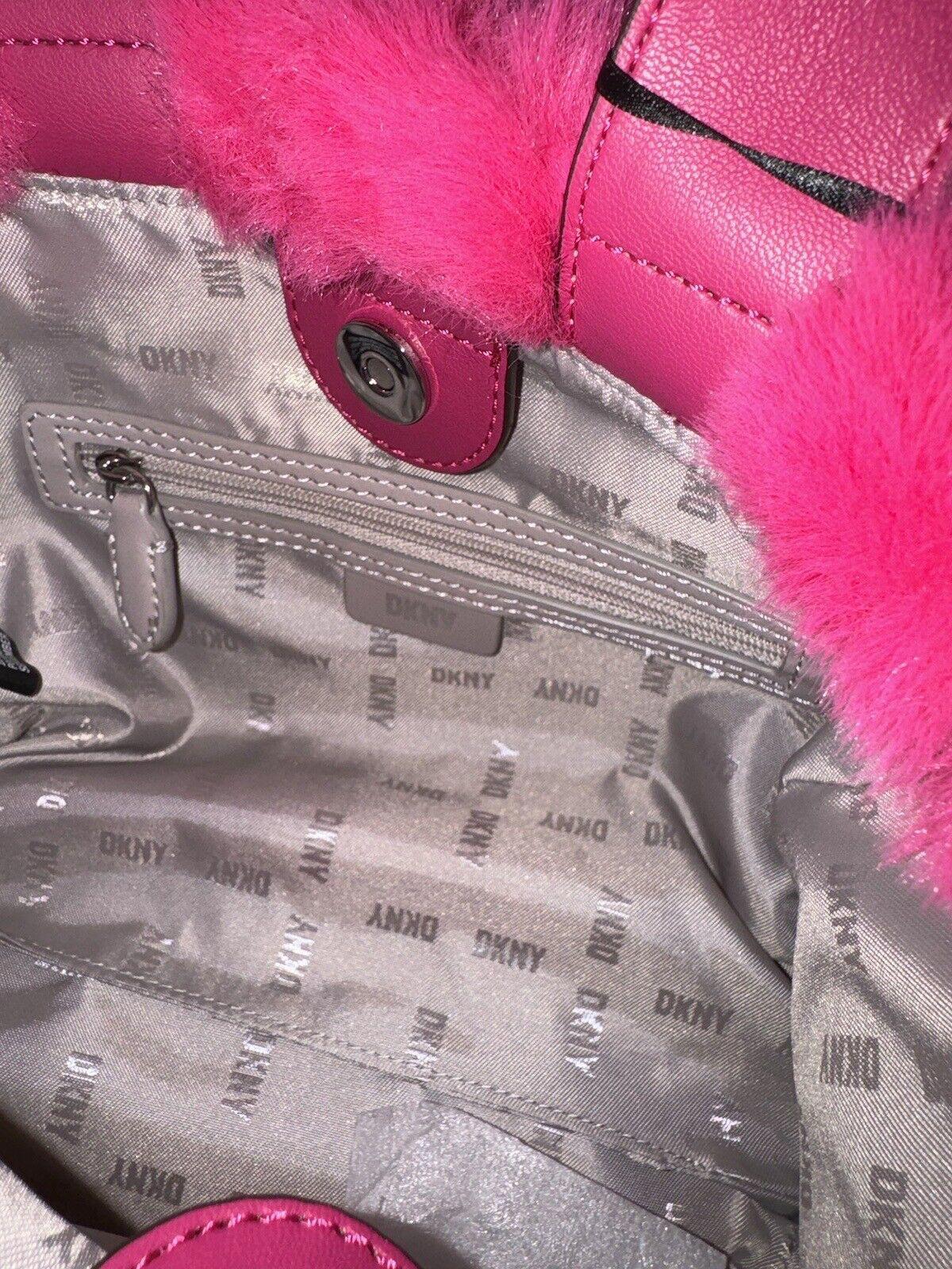 Pink DKNY Purse Handbag Satchel Fluffy Fur MSRP $148