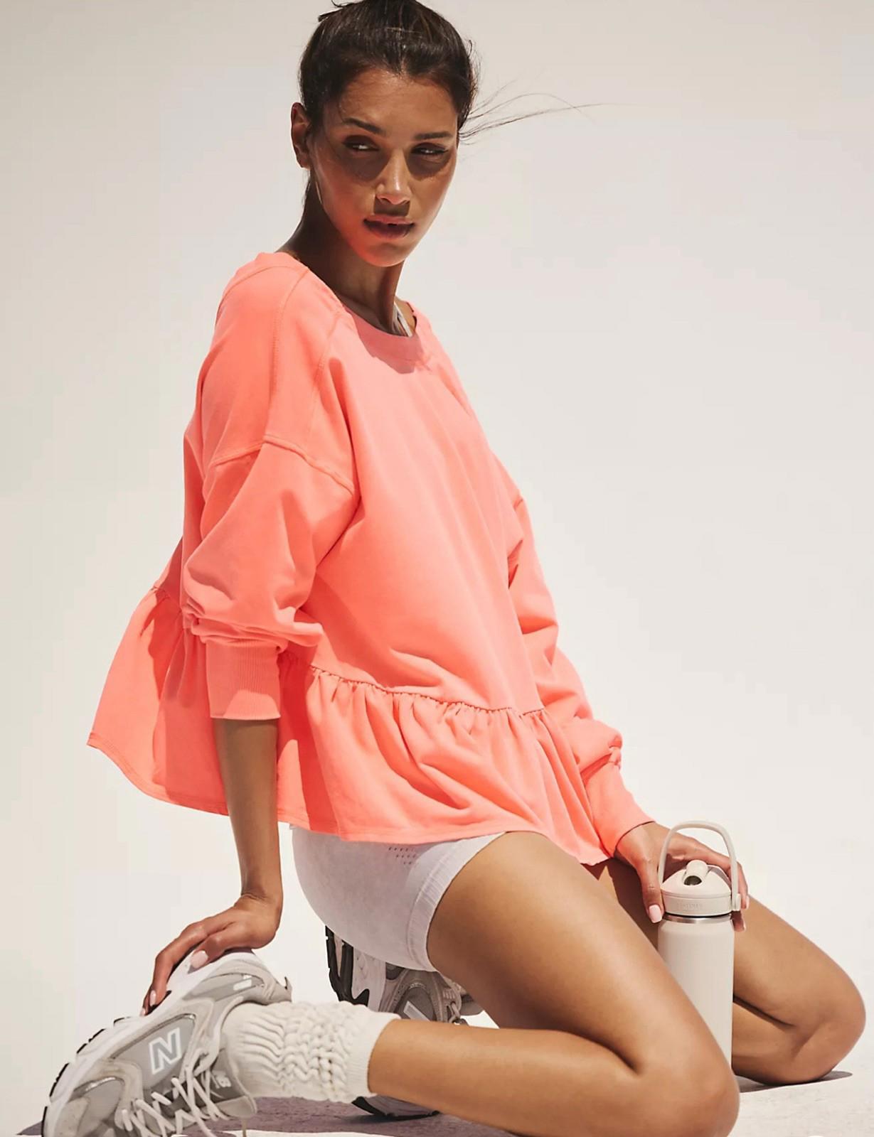 FREE  PEOPLE Play Nice Layer Pullover Women's Size S Neon Coral NEW
