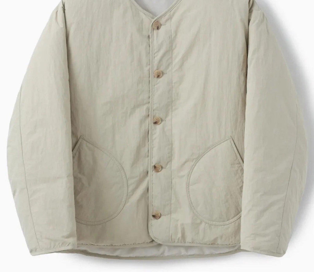 Annitude OSFM Buttonup Jacket Top Linen Mandarin Collar Pockets Womens Tan NEW