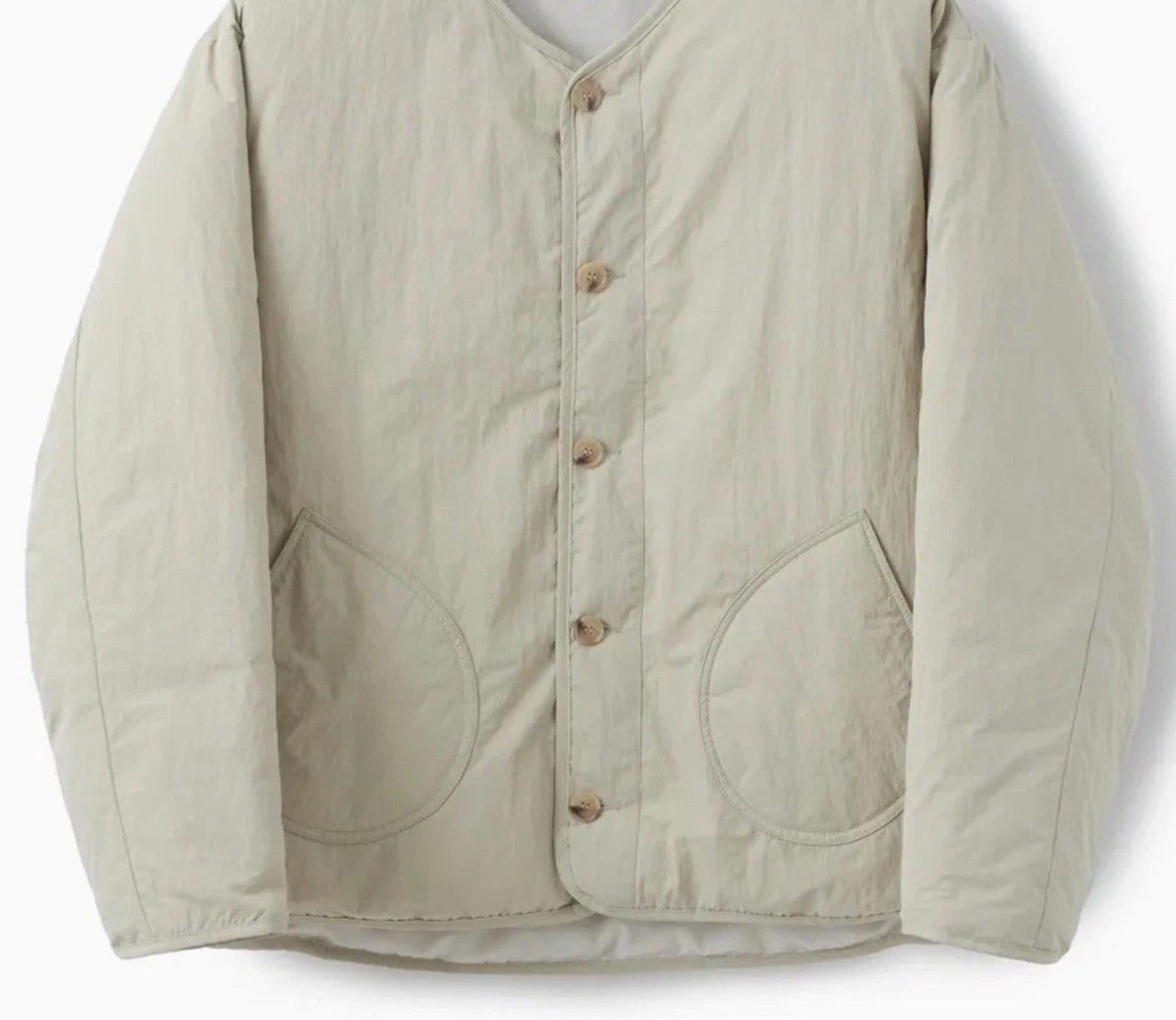 Annitude OSFM Buttonup Jacket Top Linen Mandarin Collar Pockets Womens Tan NEW
