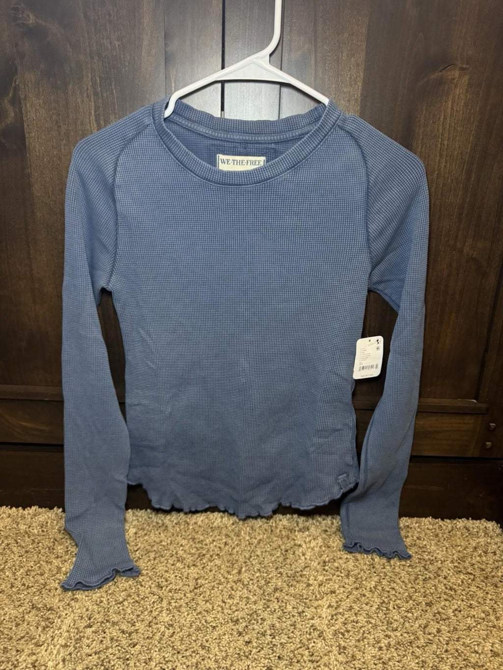 NEW Free People Easy Does It Tee Long Sleeve XS Dark Denim NWT